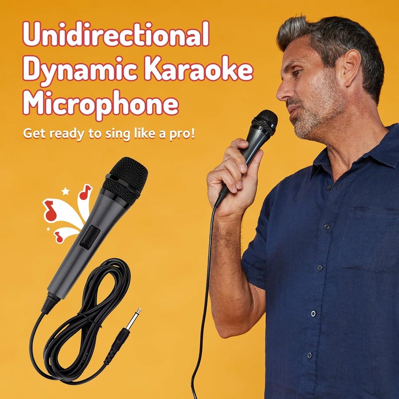 Singing Machine Wired Microphone for Karaoke, (Black) - Unidirectional Dynamic Vocal Microphone - Plug-in Microphone for Karaoke Machine, AMP, & Speaker - Mic for Singing, Public Speaking, & Parties - Image 2